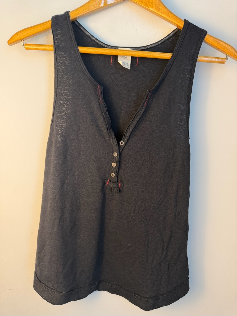 NWT Free People We The Free Black Henley Tank Top Size Small - Picture 2 of 8